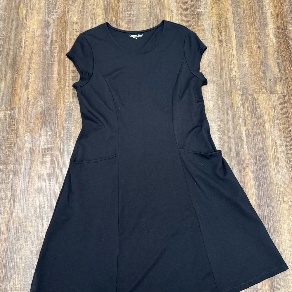 Coldwater Creek Black Pocket Knit Dress Size M Casual Minimalist - Picture 3 of 13